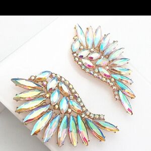 Elegant Gold and Iridescent Crystal Earrings